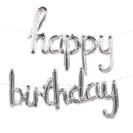 Шар фольгированный Надпись "Happy birthday" 102 см (Серебряный)
