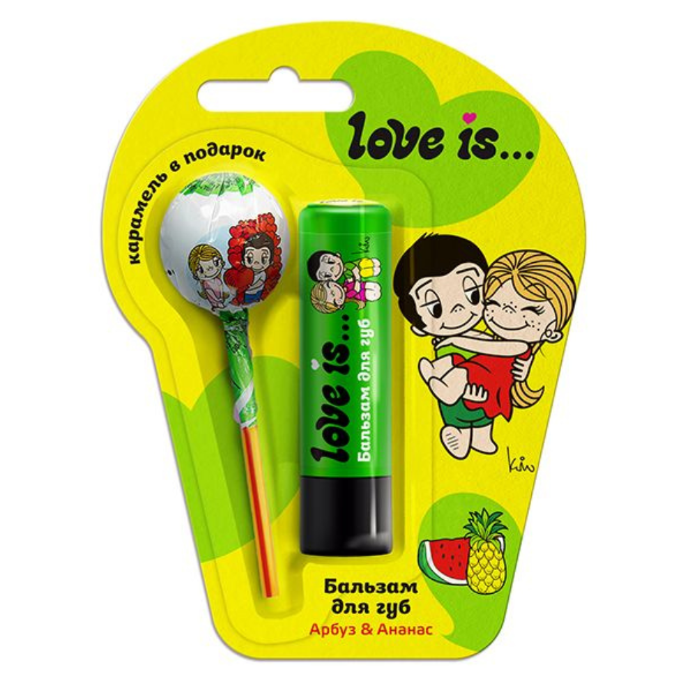 Бальзам для губ Love Is Арбуз-ананас Коробка+карамель 4,2 гр