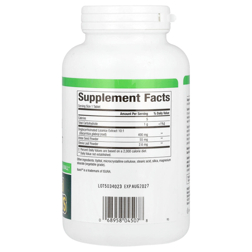 Natural Factors, DGL, деглицирризированный экстракт корня солодки, 180 жевательных таблеток