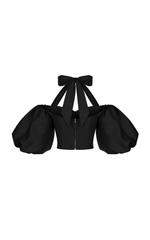 Топ с объемными рукавами из шелка