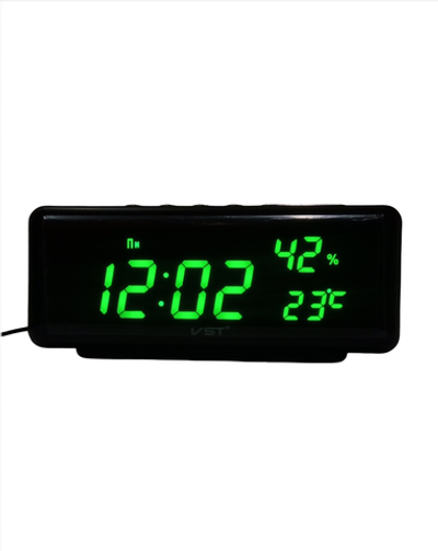 Часы VST-762S C`/%,USB питание, черный.