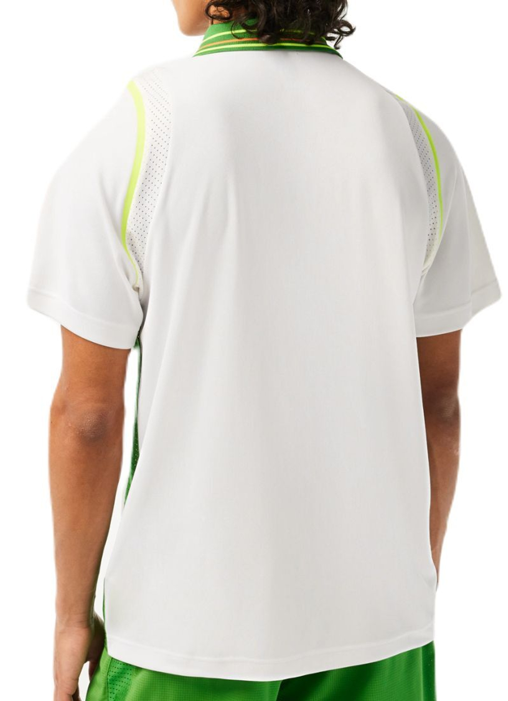 Мужское теннисное поло Lacoste Sport Roland Garros Edition Ultra-Dry Two Tone Polo Shirt - white/green