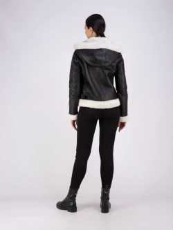 Дубленка женская натуральная короткая с капюшоном Турция