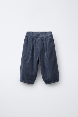 ZARA БРЮКИ BALLOON ИЗ ПЛОТНОГО ВЕЛЬВЕТА, СИНИЙ