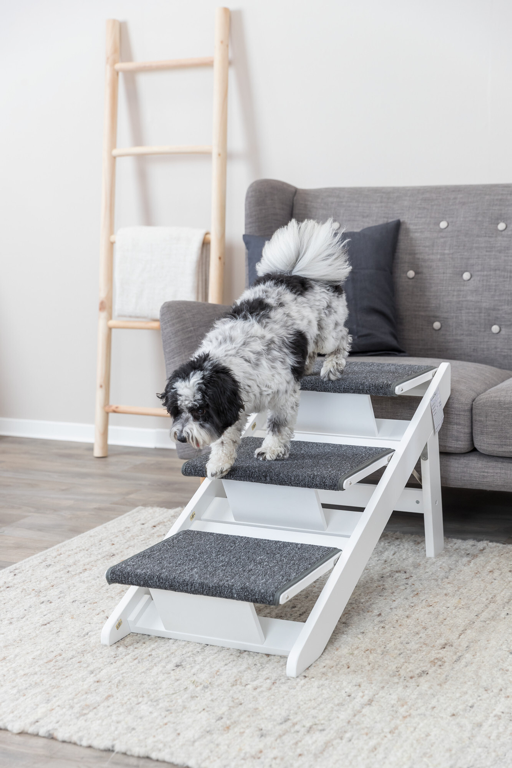 Лесенка со складными ступенями, 44х46х106см, МДФ/ковролин, белый, Trixie