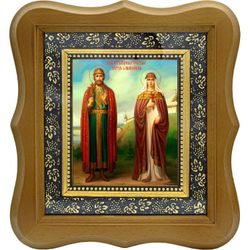 Петр и Феврония Муромские Святые Благоверные. Икона на холсте.