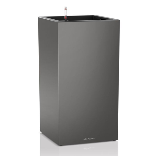 Кашпо Lechuza "Canto Premium Complete charcoal metallic" (пластик), 40x40xH76 см