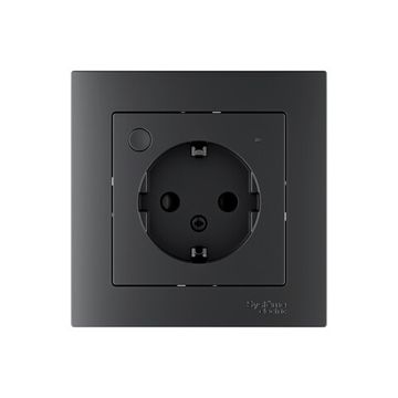 Розетка AtlasDesign Smart 16А L+N с заземл. защ. шторки Zigbee механизм карбон SE ATN001045Z