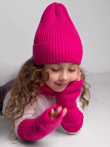 Шапка зимняя для девочки со снудом и митенками