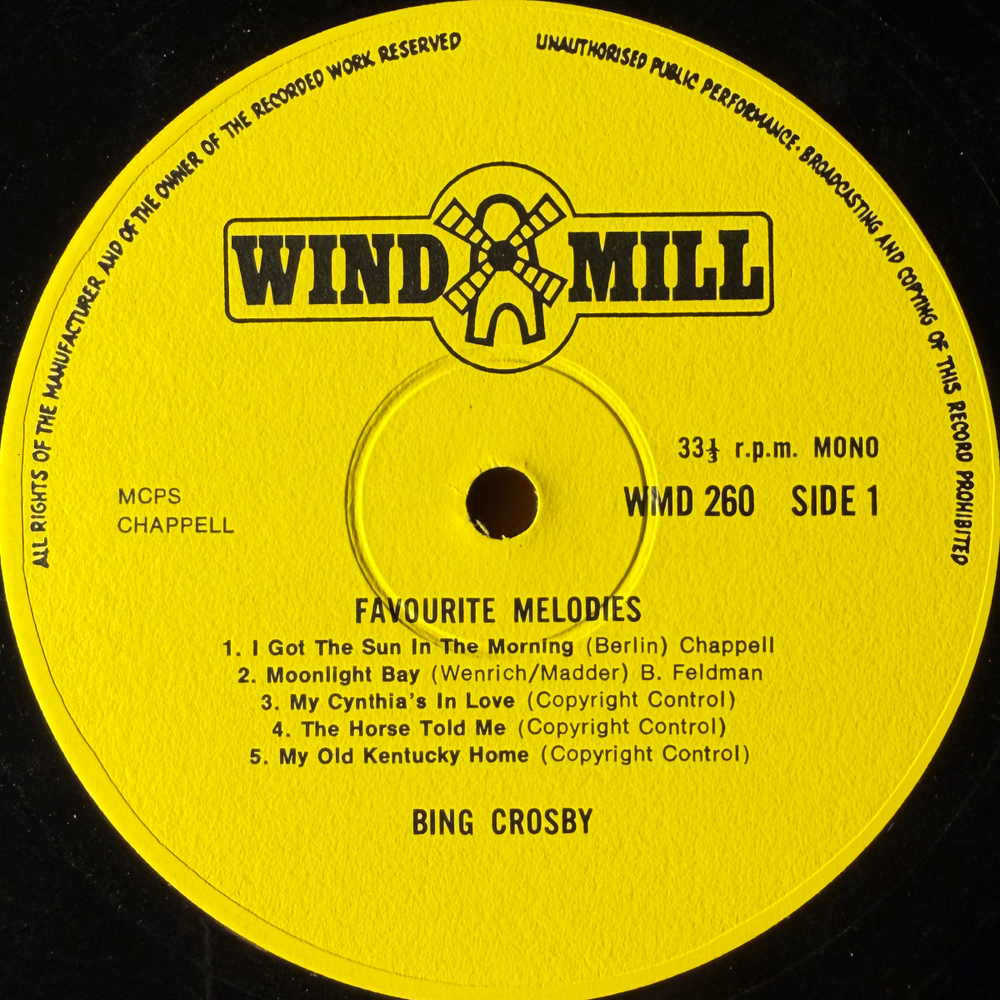 Bing Crosby ‎– Favourite Melodies (Англия) Т