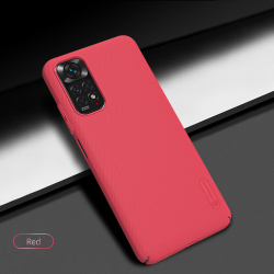 Тонкий жесткий чехол красного цвета от Nillkin для Xiaomi Redmi Note 11 (Global), серия Super Frosted Shield