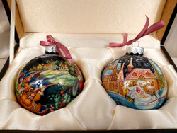 Набор новогодних шаров с полной росписью "Красная шапочка" и "Снежная королева"