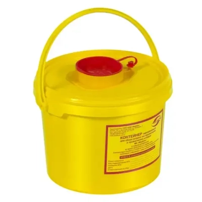 Контейнер для утилизации острого инструмента МедКом класс Б 2,5 л высота 14 см желтый