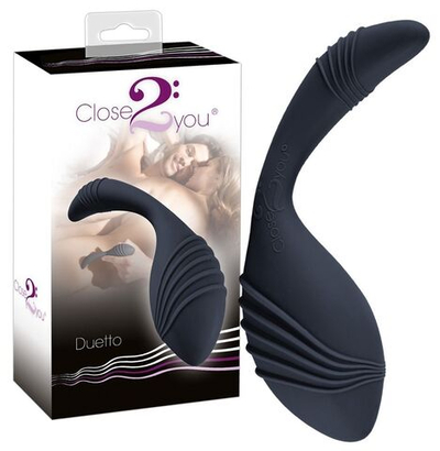 Чёрный стимулятор Close2You Duetto - 23,5 см. (Цвет: черный)