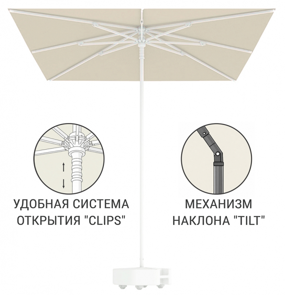 Зонт пляжный профессиональный 2х2 м Kiwi Clips