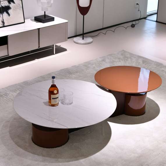 Стол журнальный 4681, Ø90 см, коричневый глянец