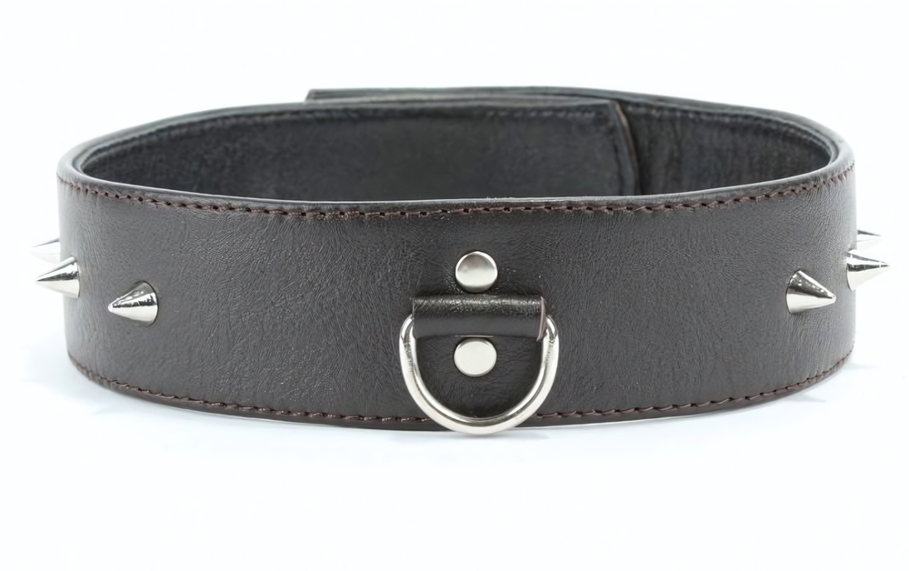 Коричневый кожаный ошейник увеличенного размера (Цвет: коричневый)