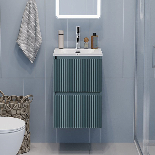 Тумба с раковиной BelBagno 40 UNO-MINI-400-2C-SO-AO+BB-8099-3-40 голубая матовая