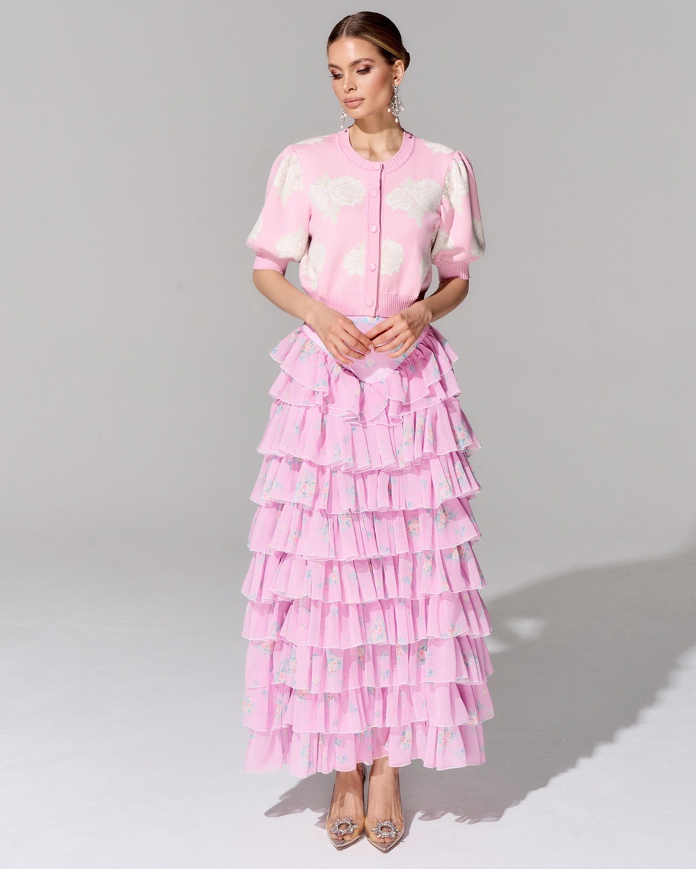 Юбка длины макси из премиального шифона