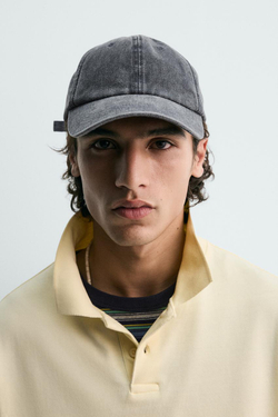 ZARA КЕПКА С ЭФФЕКТОМ ПОТЕРТОСТИ, АНТРАЦИТОВО-СЕРЫЙ