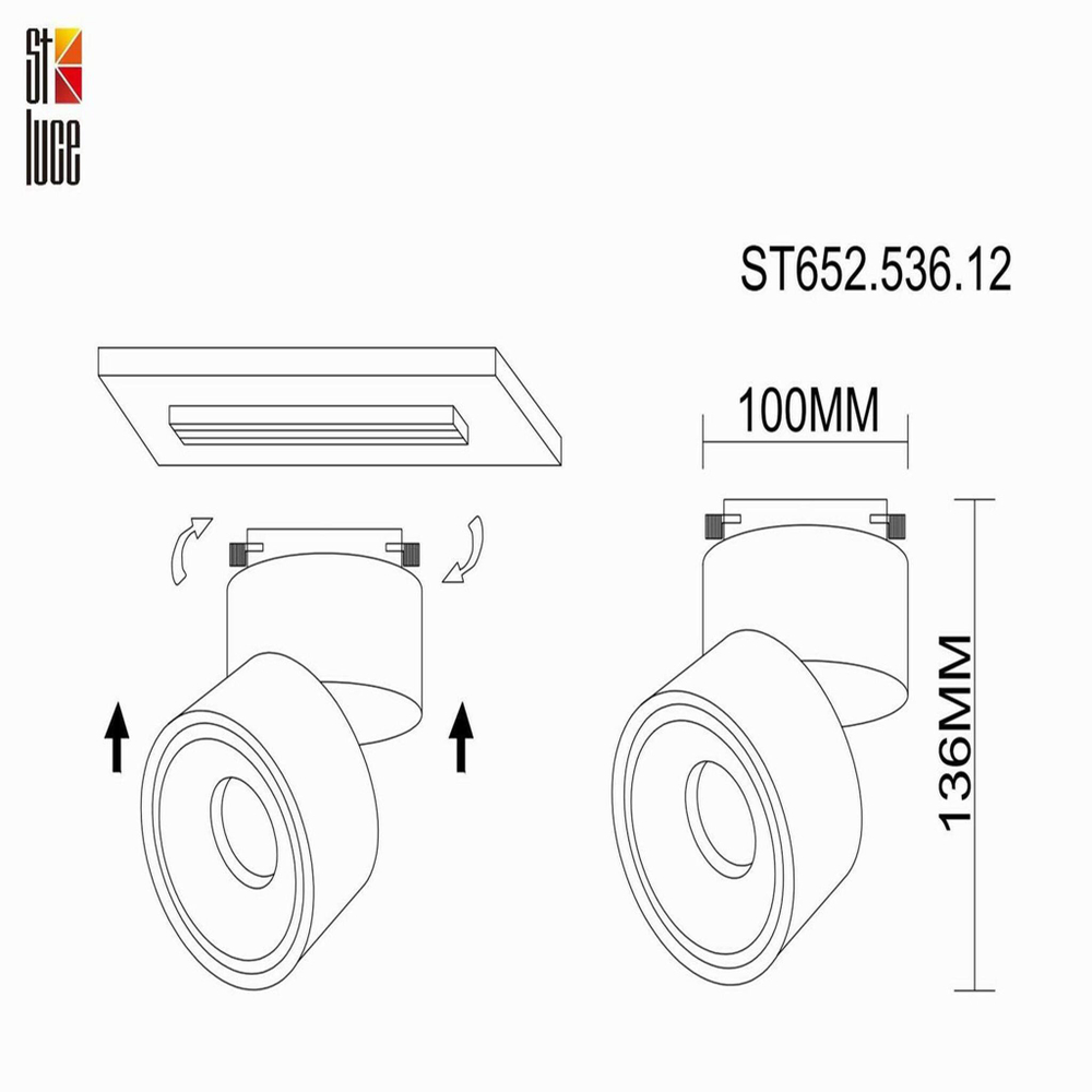ST652.536.12 Св-к трек. Белый LED 1*12W 3000K 1 000Lm Ra&gt;90 36° IP20 D100xH136 170-240VV
