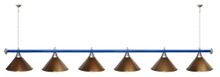 Лампа STARTBILLIARDS 6 пл. (плафоны антик медь,штанга коричневая,фурнитура золото)