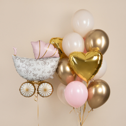 Фигура "Коляска ретро" сатин розовая