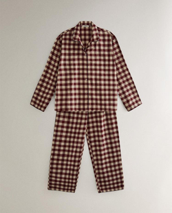 ZARA HOME ПИЖАМНАЯ РУБАШКА В КЛЕТКУ, БОРДОВЫЙ
