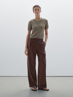 Massimo Dutti Трикотажный свитер, пестро-коричневый