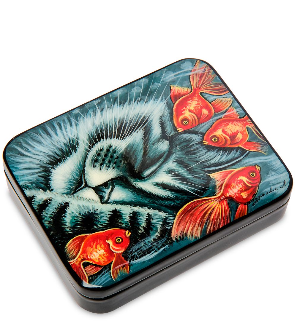 Народные промыслы ШК-55/186-C Шкатулка «Котик» Лидяева Л.