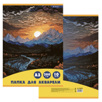 Бумага для акварели А3 10л., Alingar, мелованный картон, 200 г/м2, "Пейзаж"