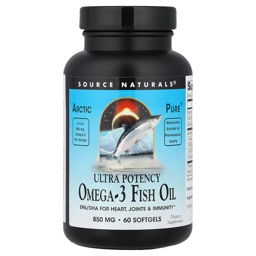 Source Naturals, Arctic Pure®, омега-3 рыбий жир, повышенная эффективность, 850 мг, 60 капсул