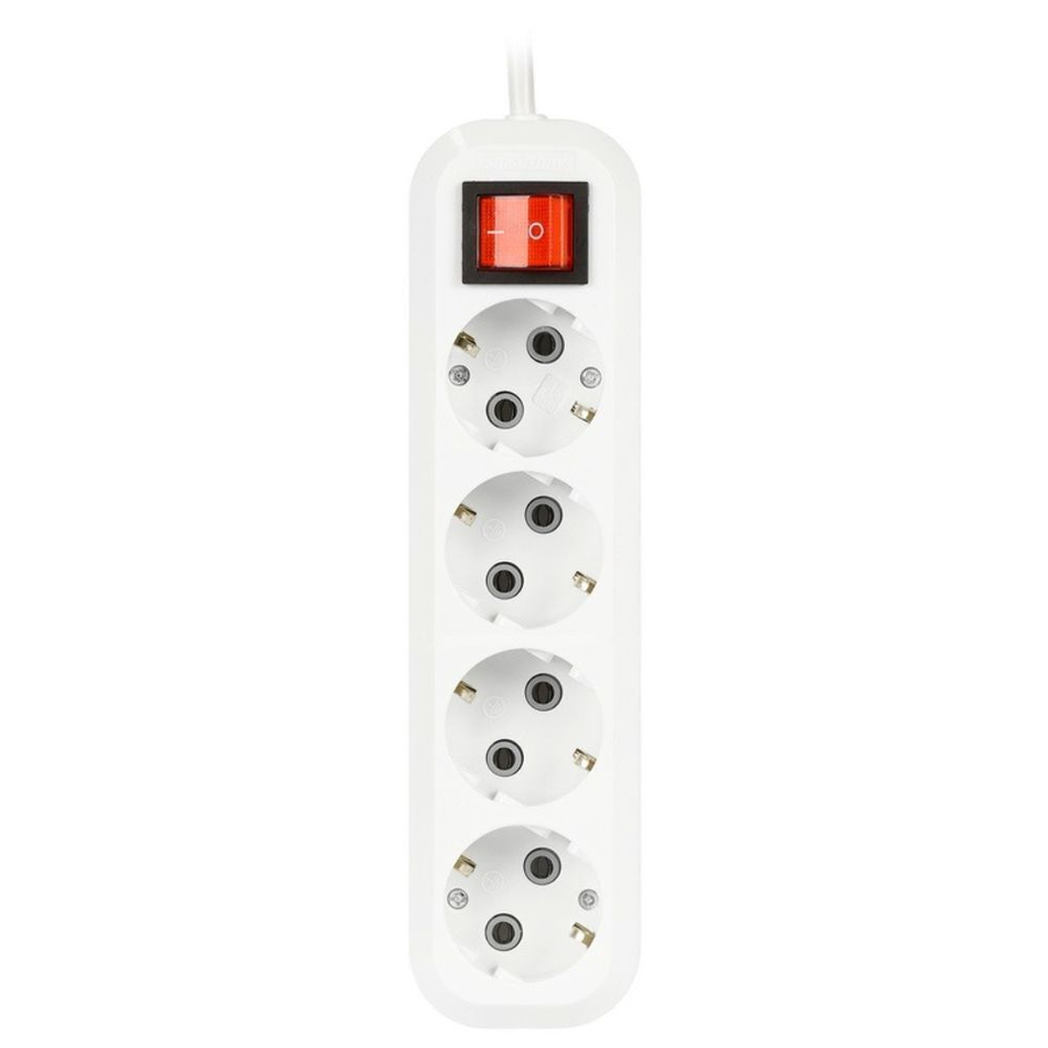 Удлинитель бытовой 4 гн, 5 м, ПВС, 3х1 мм2, с/з, выкл, Smartbuy, SBE-16-4-05-ZS