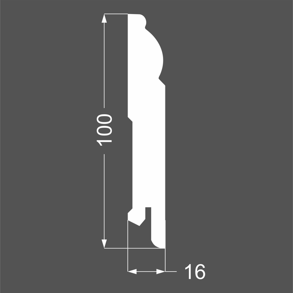 Плинтус напольный под покраску P4.100.16 МДФ Deartio 100x16x2070 мм