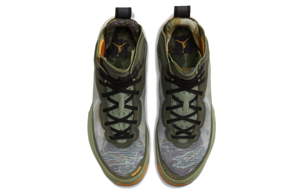 UNDEFEATED x Jordan Air Jordan 37 anti-fur fabric shock absorption, non-slip, wear-resistant, breathable, wrapping support, high-top basketball shoes for men and women with the same army green