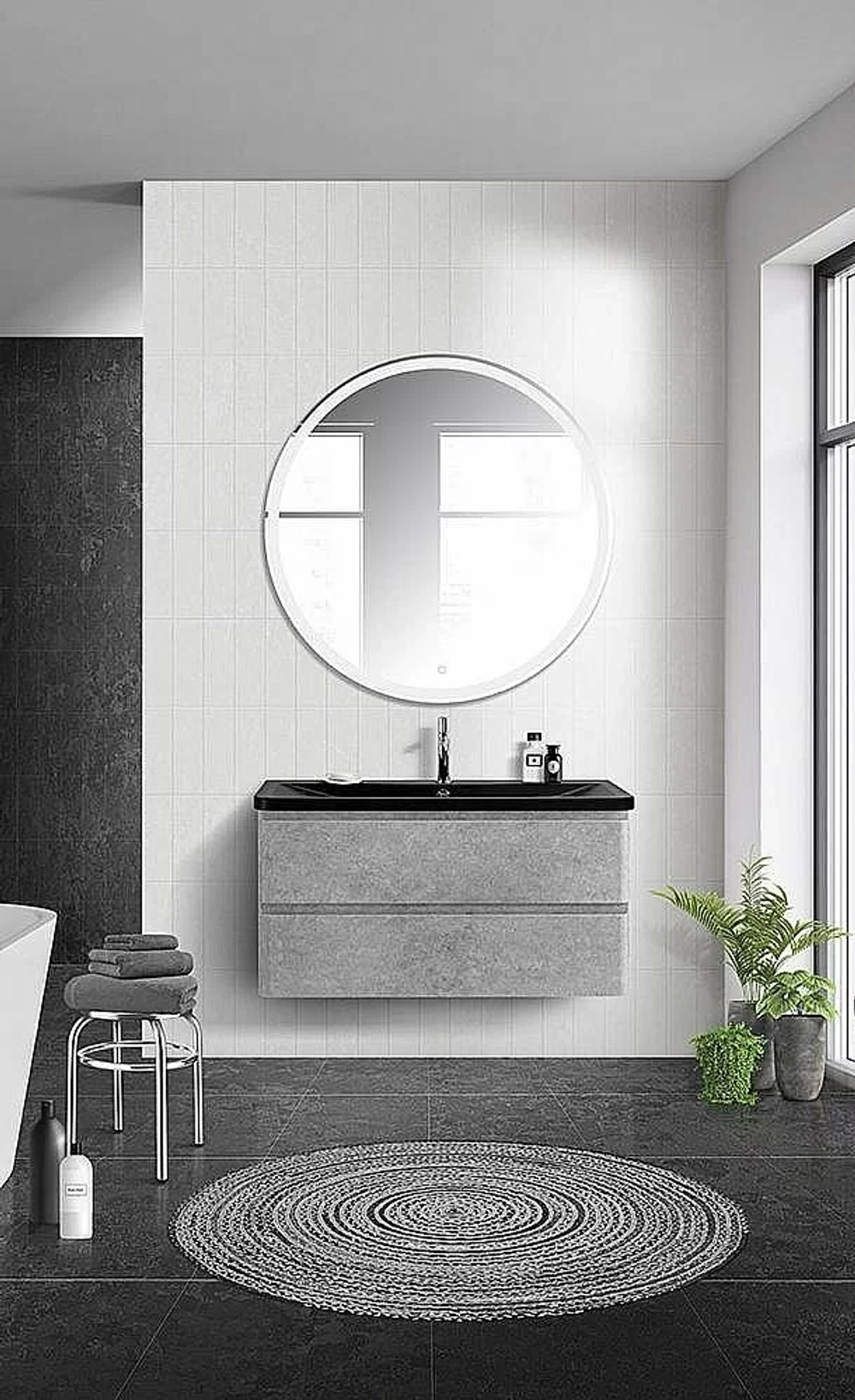 Тумба с раковиной BelBagno ALBANO 100 подвесная Cemento Verona Grigio