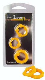 Набор из 3 желтых рельефных эрекционных колец (Цвет: желтый)