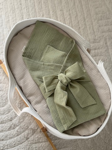 Плед из муслина без декора, Оливковый