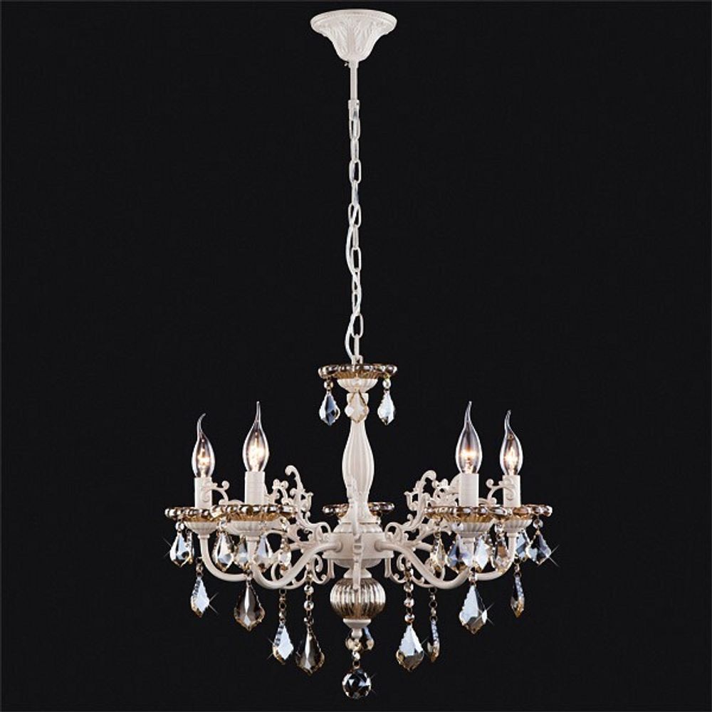 Подвесная люстра Eurosvet Elisha 3281/5 белый с золотом/тонированный хрусталь Strotskis