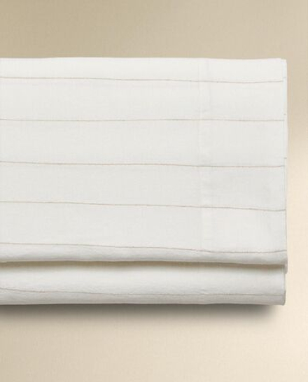 Zara Home - Простыня из хлопка и льна в полоску, белый, 290x280 см