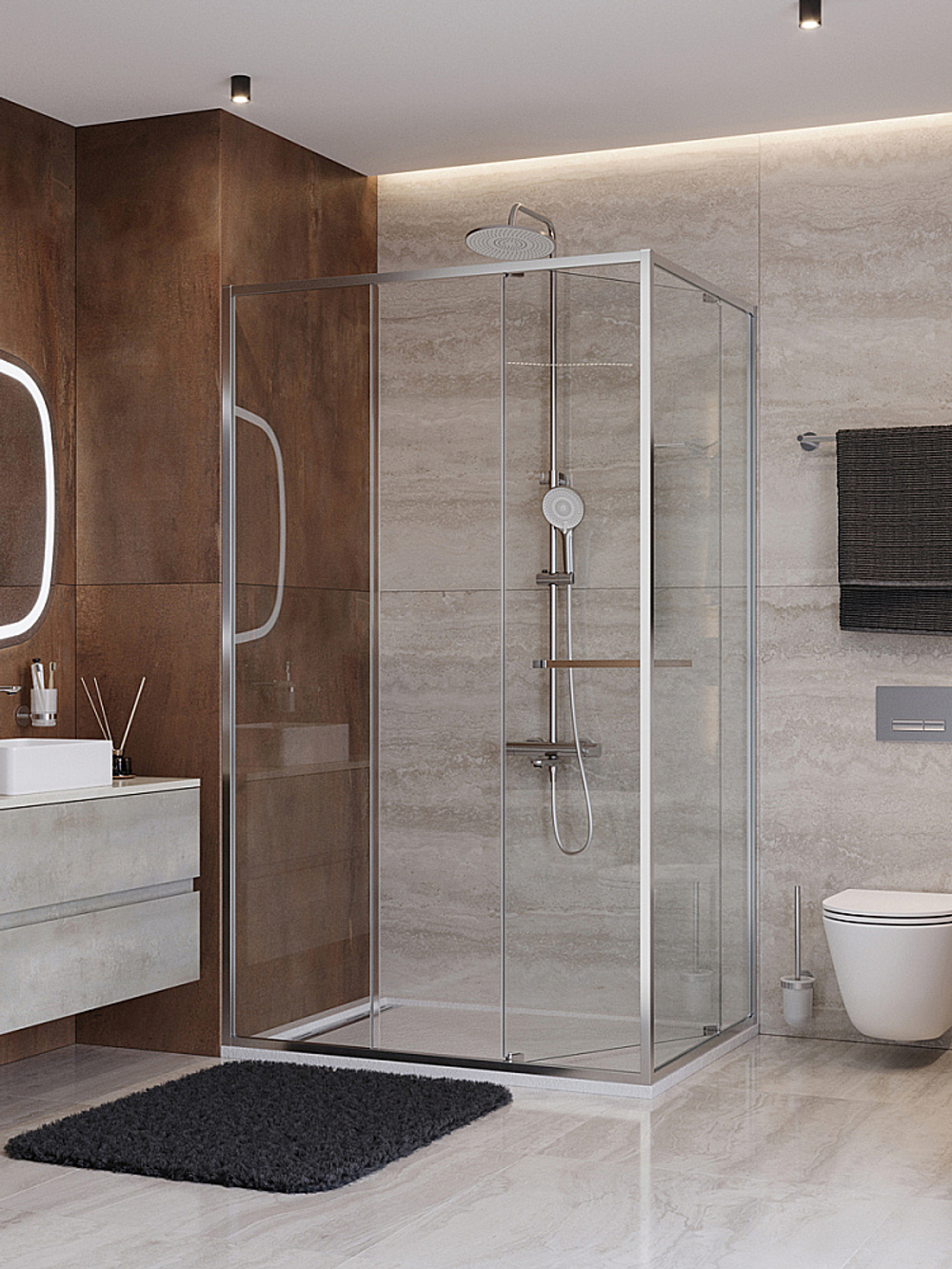 Душевой уголок CEZARES LUX-AH-FS-11-120/90-C-CR 120х90 профиль хром/стекло прозрачное