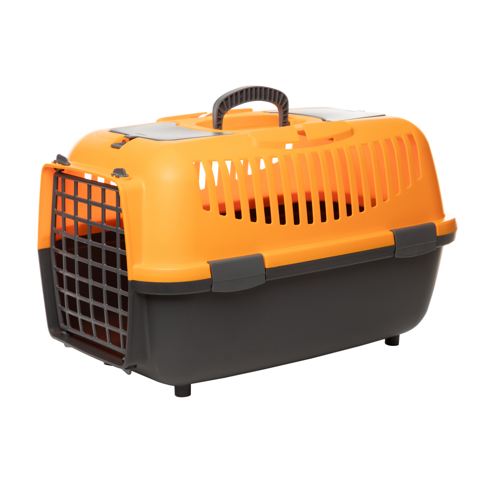 переноска для животных с пластиковой дверцей "верона" М, оранжевая, 550*360*350мм, Triol