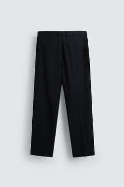 ZARA БРЮКИ REGULAR FIT СО СКЛАДКАМИ, МОРСКОЙ СИНИЙ