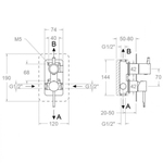 Встраиваемый смеситель для душа на 2 выхода ODISEA 391512SNM черный