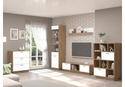 Витрина Эго ПС-1 на подиуме дуб крафт золотой / белый глянец