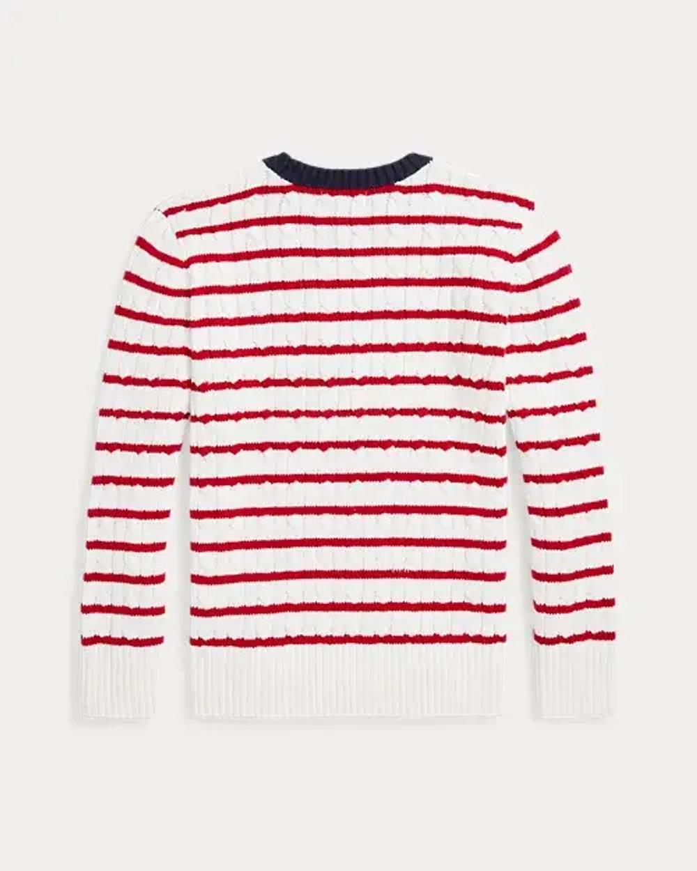 Хлопковый свитер в полоску с вязкой «косы» Ralph Lauren