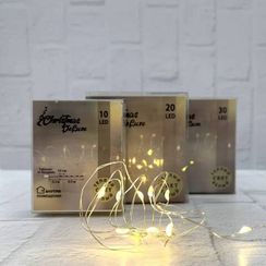 Гирлянда Роса на батарейках 20 теплых белых ламп, 190 см., серебряный провод, Christmas DeLuxe (87407)