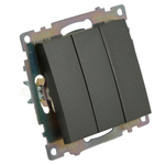 Выключатель 3-клавишный (механизм), 250В, 10А, серия Катрин, графит, GLS10-7108-06 49415