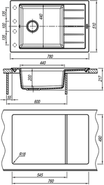 Кухонная мойка Florentina ЛИПСИ 780 Р схема