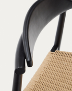 Nina Полубарный стул из массива акации с черной отделкой и бежевой веревкой 62 см